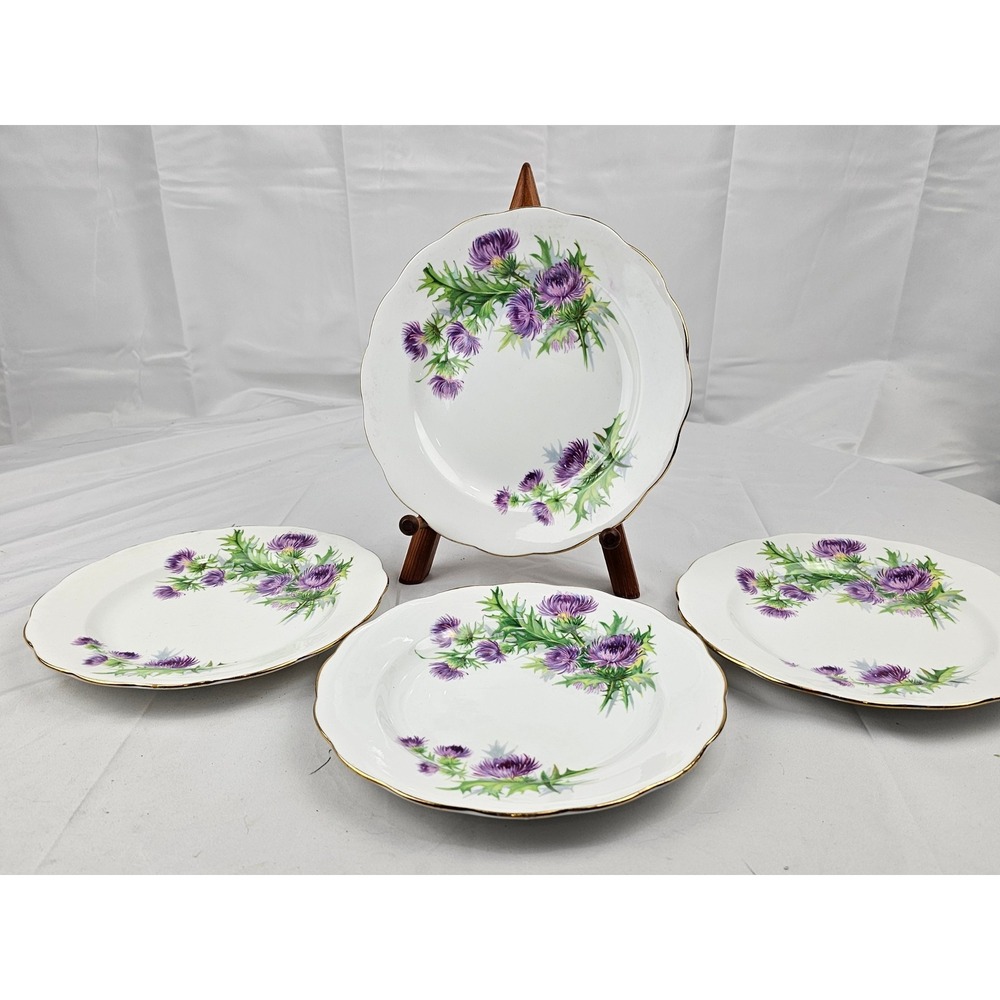 Royal Standard Bone China England Scots Emblem Floral Plates‎ Set of 4